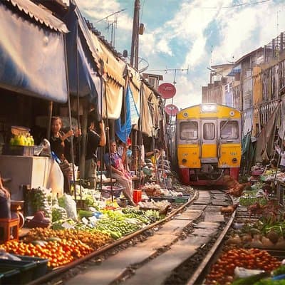 Floating Market with Wat Bang Kung Temple and the Railway Market 2