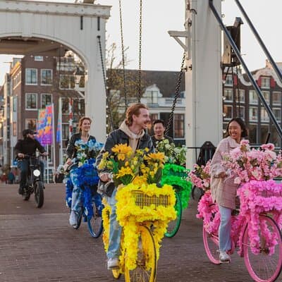 Explore Amsterdam canals on iconic Flower Bikes 3
