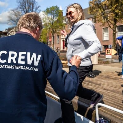 Amsterdam Open Boat Cruise with Live Guide and Two Drinks