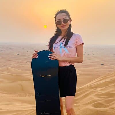 VIP sunset View Dubai desert Safari camel Ride with quad bike 3