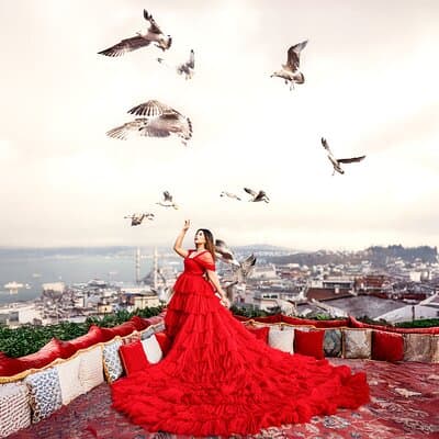 VIP Rooftop Flying Dress Photoshoot