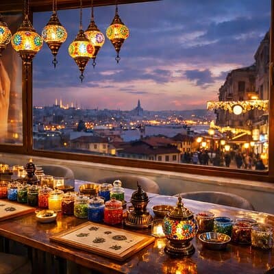 Istanbul Mosaic Lamp Workshop with View, Treats & Surprise Gifts