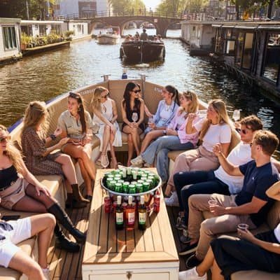 Amsterdam: Canal Booze Cruise with Unlimited Drinks Option