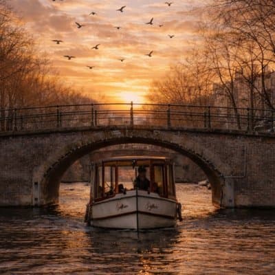 Amsterdam Evening (Sunset) Canal Cruise with Live Guide and Bar